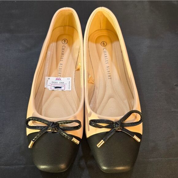 BRAND NEW CHARLES ALBERT TWO TONE BALLET BOWNOT FLAT SHOE - Picture 3 of 16